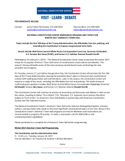 National Constitution Center Announces Speakers and Topics for