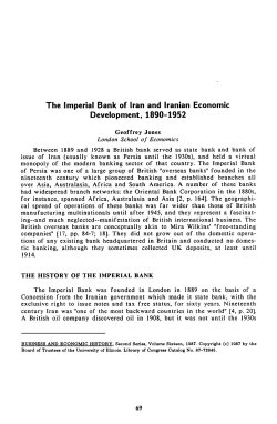 The Imperial Bank of Iran and Iranian Economic Development, 1890