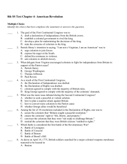 8th SS Test Chapter 4- American Revolution