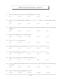 NMC Sample Problems: Grade 4