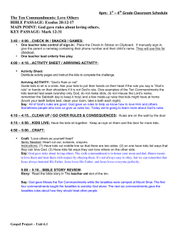 4pm: 1st – 4th Grade Classroom Schedule The Ten Commandments