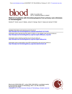 to hematologists Referral of patients with thrombocytopenia from