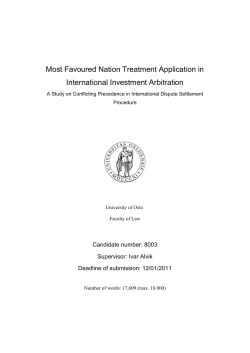 Most Favoured Nation Treatment Application in International