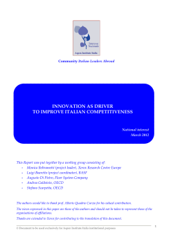 Innovation as driver to improve Italian competitiveness. National