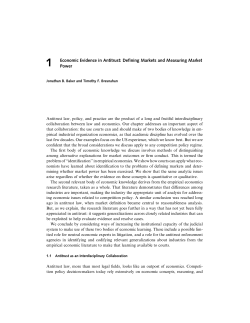 1 Economic Evidence in Antitrust