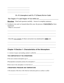 Chapter 15 Section 1: Characteristics of the Atmosphere