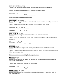 EVANESCENT #1. (ADJ.) Context
