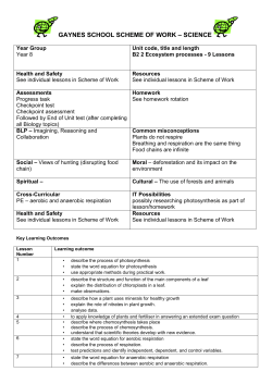 GAYNES SCHOOL SCHEME OF WORK &ndash; SCIENCE