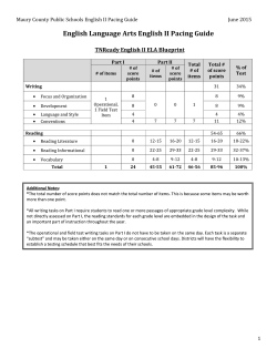 English Language Arts English II Pacing Guide