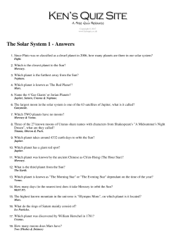 The Solar System 1 - Answers