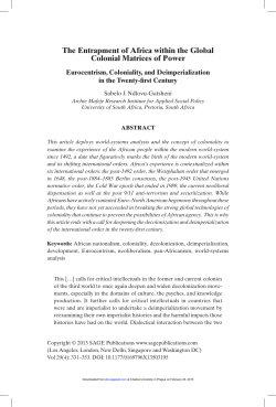 The Entrapment of Africa within the Global Colonial Matrices of Power