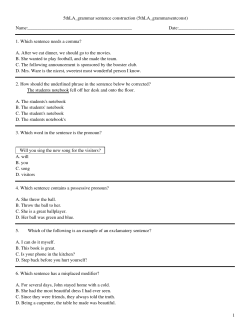 Grammar/Sentence Construction
