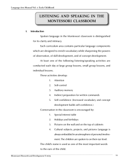 LISTENING AND SPEAKING IN THE MONTESSORI CLASSROOM