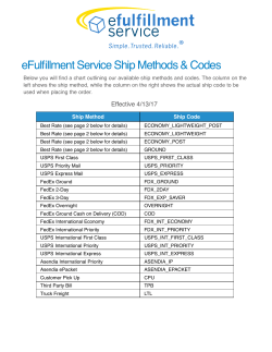 Shipping Codes - eFulfillment Service