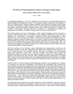 The Reform of Property Registration Systems in Nicaragua