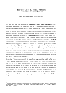 ECONOMIC AND SOCIAL MODELS IN EUROPE AND THE