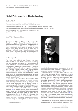 Nobel Prize awards in Radiochemistry