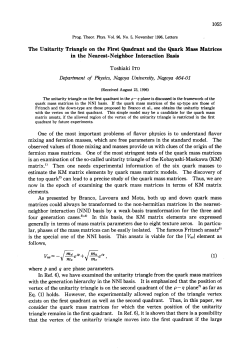 1055 The U nitarity Triangle on the First Quadrant and the Quark