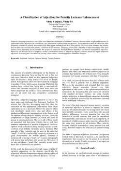 A classification of Adjectives for Polarity Lexicons