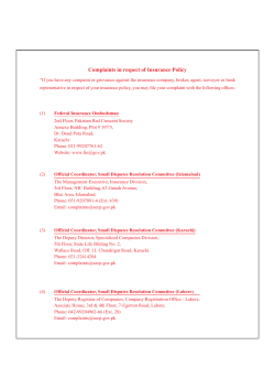 Complaints in respect of Insurance Policy