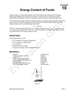 Energy Content of Foods