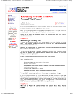 Article - Recruiting for Board Members: Process? What Process?