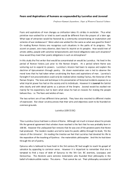 Fears and Aspirations of humans as expounded by Lucretius and