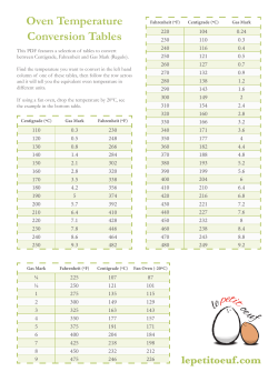 Oven Temperature Conversion Tables