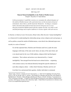 Musical Mutual Intelligibility in the Medieval Mediterranean In this