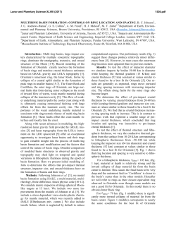 MULTIRING BASIN FORMATION: CONTROLS ON RING LOCATION