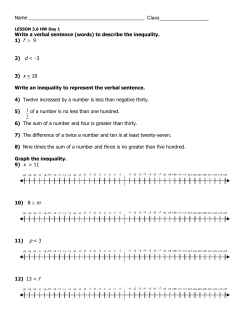 Name Class__________________ Write a verbal sentence (words