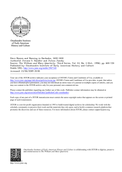 Slave Names and Naming in Barbados, 1650-1830