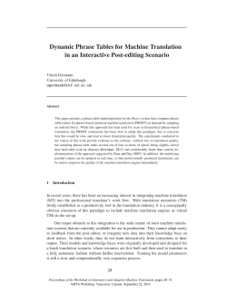 Dynamic Phrase Tables for Machine Translation in an