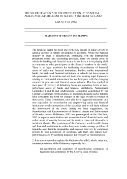 THE SECURITISATION AND RECONSTRUCTION OF FINANCIAL
