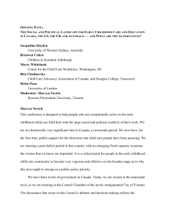 Advancing early childhood care and education in Canada and the
