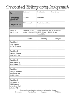 Annotated Bibliography Assignment