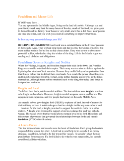 Feudalism and Manor Life 17.3