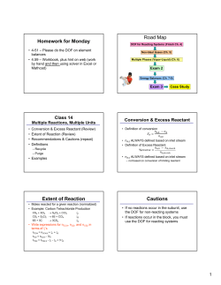 Homework for Monday Road Map Extent of Reaction Cautions