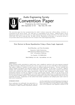 New Factors in Room Equalization Using a Fuzzy Logic Approach