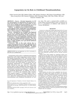Lipoprotein (a): Its Role in Childhood Thromboembolism