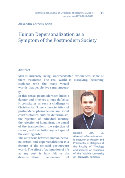 Human Depersonalization as a Symptom of the Postmodern Society