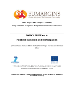 POLICY BRIEF no. 6: Political inclusion and participation