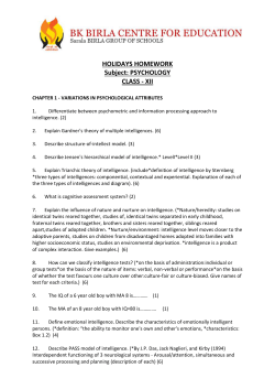 Class XII: Psychology - BK Birla Centre for Education