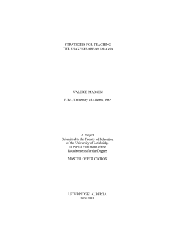 STRATEGIES FOR TEACHING THE SHAKESPEAREAN DRAMA