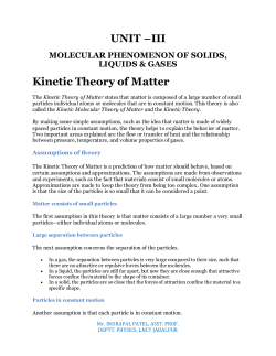 UNIT –III Kinetic Theory of Matter