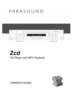 CD Player with MP3 Playback OWNER`S GUIDE