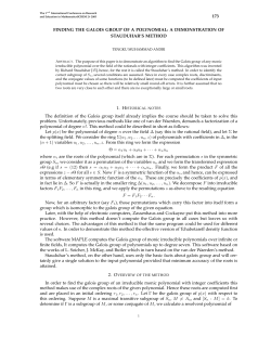 173 FINDING THE GALOIS GROUP OF A POLYNOMIAL: A