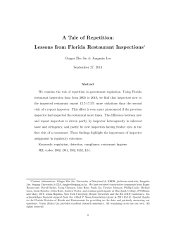 A Tale of Repetition: Lessons from Florida Restaurant Inspections&lowast;