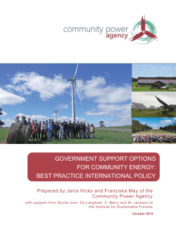 Best Practice International Policy for Community Energy