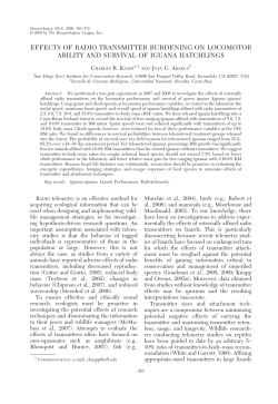 effects of radio transmitter burdening on locomotor ability and
